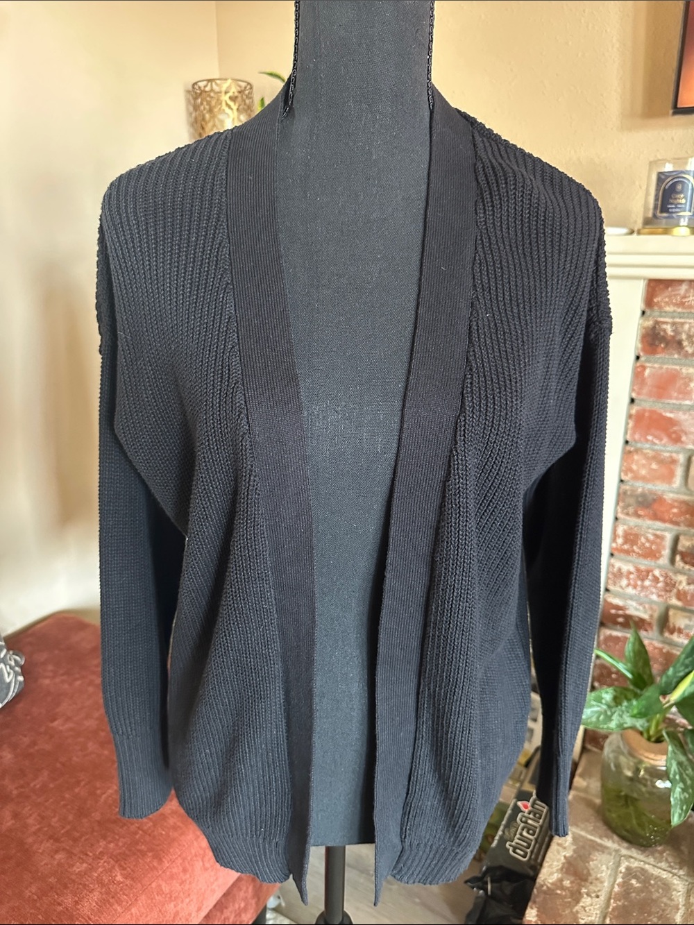 Cotton On Black Open-Front Knit Cardigan